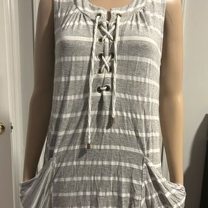 Gray and white striped cover-up